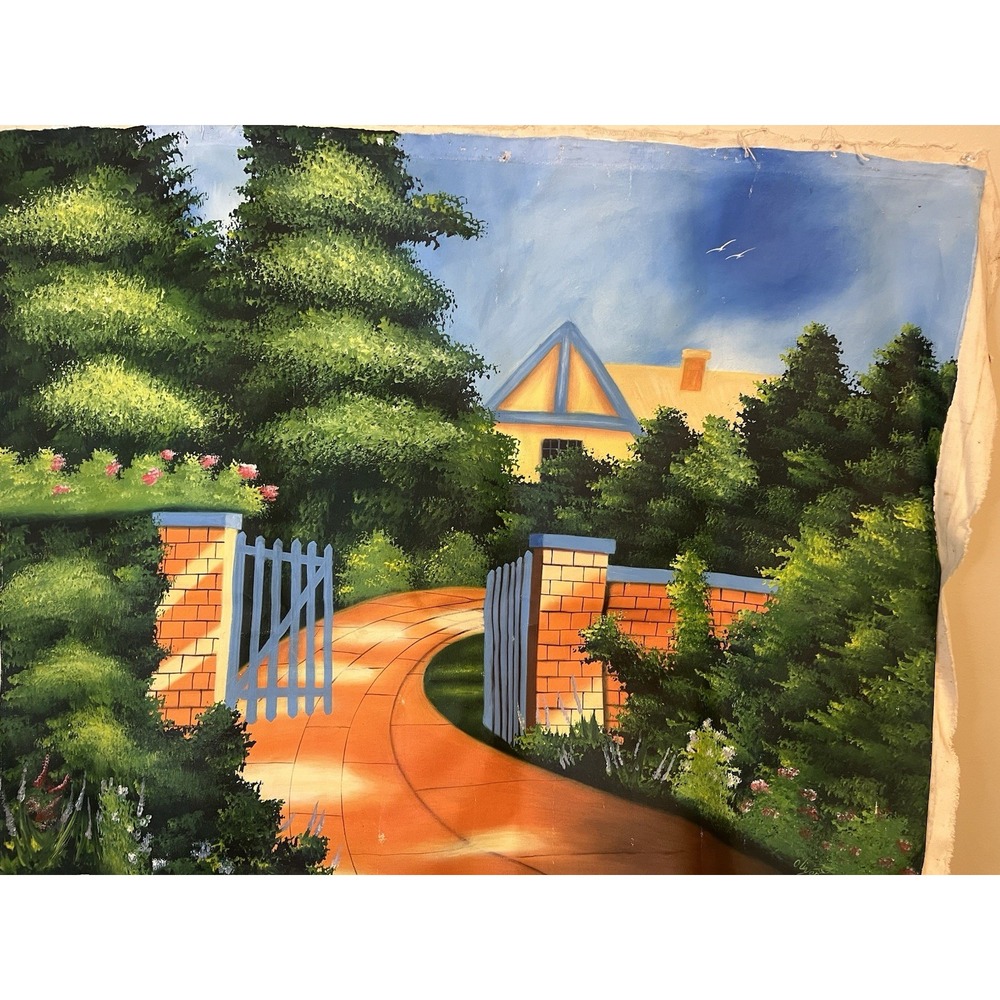 Original Oil Painting on Canvas Dominican Art 38x30 Unframed Vibrant